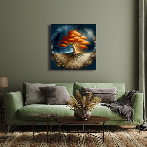 Картина на платно – Есенно дърво на живота с корени