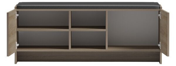 Пейка-шкаф за обувки с място за съхранение, Zulla, дъб, 110x37x43 см