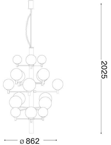 Ideal Lux - LED Пендел COPERNICO 20xG9/3W/230V Ø 86 см черен