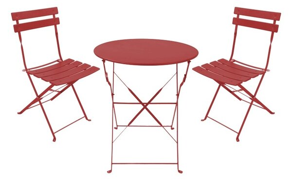 Сгъваем градински комплект от 3 части, Bistro, теракота, 60x60x82 см