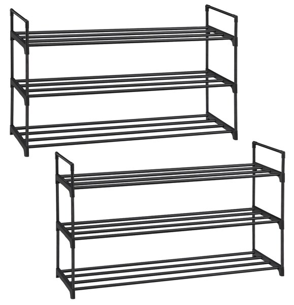 Комплект от 2 бр. модулни стелажи за обувки Songmics, черни, 92x30x54 см