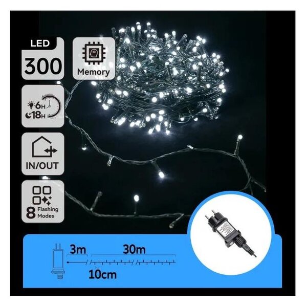 Aigostar - LED външна коледна гирлянда 300xLED/3,6W/230V 30m IP44 студено бяло