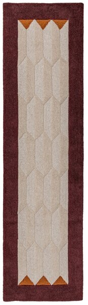 Килим „Apex Border Wool“ в цвят бордо, 60x230 см