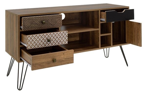 Set dormitor studenti canapea, comoda TV si masuta de cafea, 3 buc, Travis Boho, Antracit, 175x83x74 cm