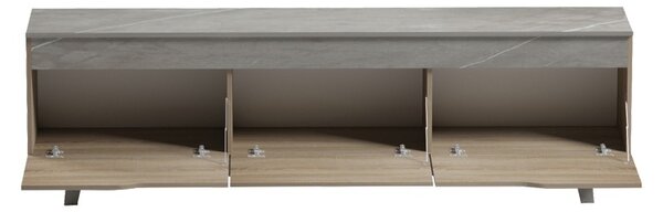 Set mobilier studenti coltar reversibil, masuta de cafea si comoda TV, 3 buc, Swing, Gri, 287x161x71 cm