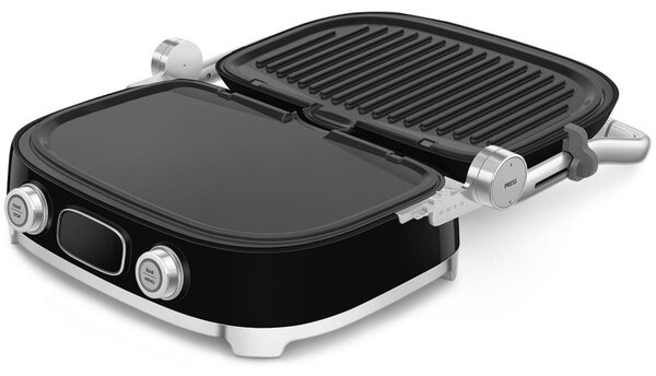Многофункционален грил SMEG 50's Style MGF01BLEU, 2100W, 60-230°C, 3 програми, Керамично покритие, Тава за отцеждане, Звуков сигнал, Таймер, Черен