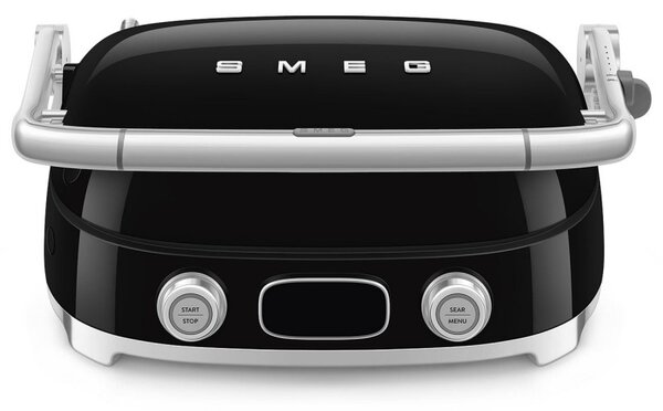 Многофункционален грил SMEG 50's Style MGF01BLEU, 2100W, 60-230°C, 3 програми, Керамично покритие, Тава за отцеждане, Звуков сигнал, Таймер, Черен