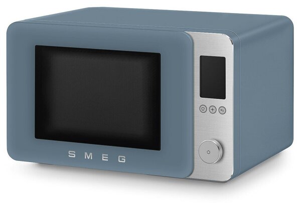 Комбинирана микровълнова фурна с горещ въздух SMEG Collezione MOC02SBMEU, 900W, 27 л, 25 програми, Плавно затваряне, Индивидуални настройки, Син