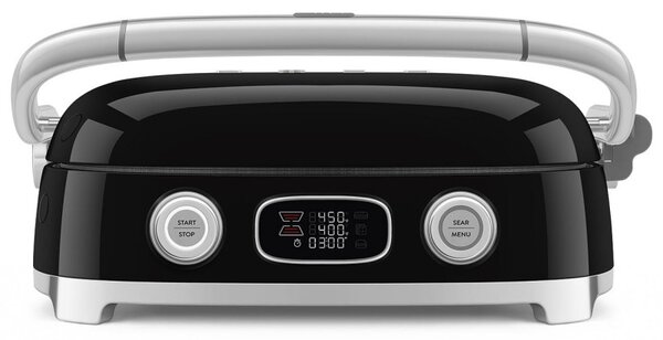 Многофункционален грил SMEG 50's Style MGF01BLEU, 2100W, 60-230°C, 3 програми, Керамично покритие, Тава за отцеждане, Звуков сигнал, Таймер, Черен