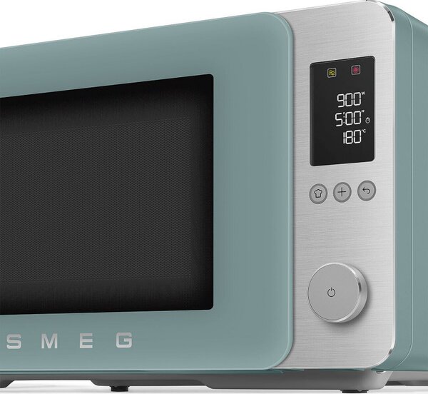 Комбинирана микровълнова фурна с горещ въздух SMEG Collezione MOC02EGMEU, 900W, 27 л, 25 програми, Плавно затваряне, Индивидуални настройки, Зелен