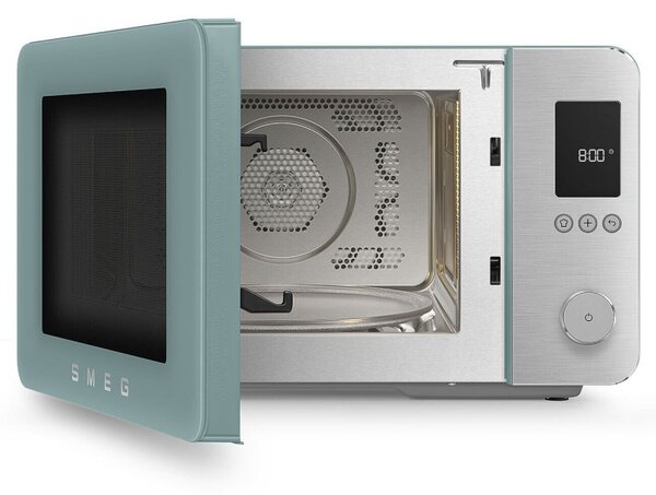 Комбинирана микровълнова фурна с горещ въздух SMEG Collezione MOC02EGMEU, 900W, 27 л, 25 програми, Плавно затваряне, Индивидуални настройки, Зелен