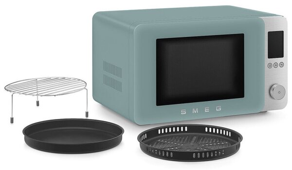 Комбинирана микровълнова фурна с горещ въздух SMEG Collezione MOC02EGMEU, 900W, 27 л, 25 програми, Плавно затваряне, Индивидуални настройки, Зелен