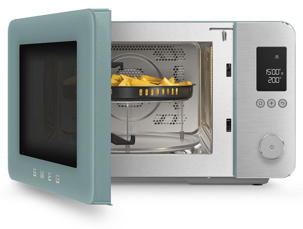 Комбинирана микровълнова фурна с горещ въздух SMEG Collezione MOC02EGMEU, 900W, 27 л, 25 програми, Плавно затваряне, Индивидуални настройки, Зелен