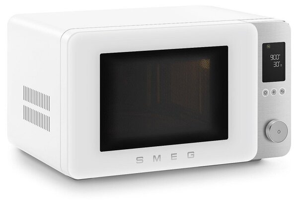 Комбинирана микровълнова фурна с горещ въздух SMEG Collezione MOC02WHMEU, 900W, 27 л, 25 програми, Плавно затваряне, Индивидуални настройки, Бял мат