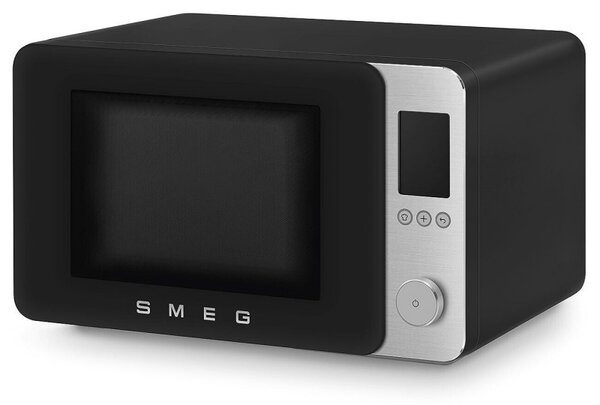 Комбинирана микровълнова фурна с горещ въздух SMEG Collezione MOC02BLMEU, 900W, 27 л, 25 програми, Плавно затваряне, Индивидуални настройки, Черен мат
