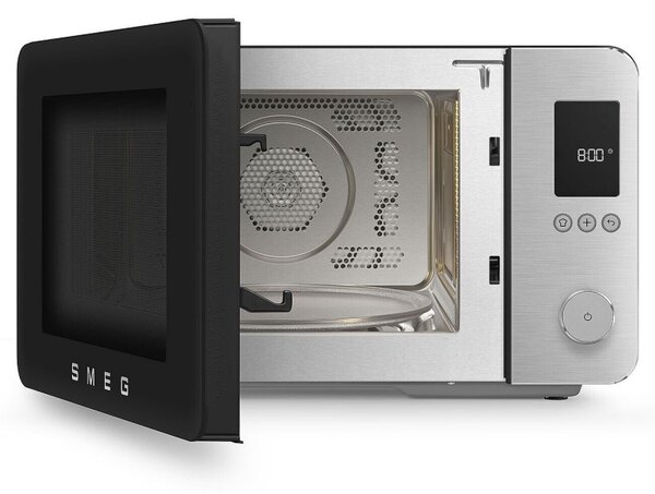 Комбинирана микровълнова фурна с горещ въздух SMEG Collezione MOC02BLMEU, 900W, 27 л, 25 програми, Плавно затваряне, Индивидуални настройки, Черен мат