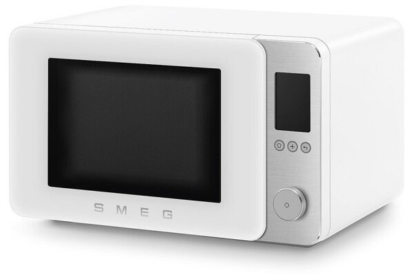 Комбинирана микровълнова фурна с горещ въздух SMEG Collezione MOC02WHMEU, 900W, 27 л, 25 програми, Плавно затваряне, Индивидуални настройки, Бял мат