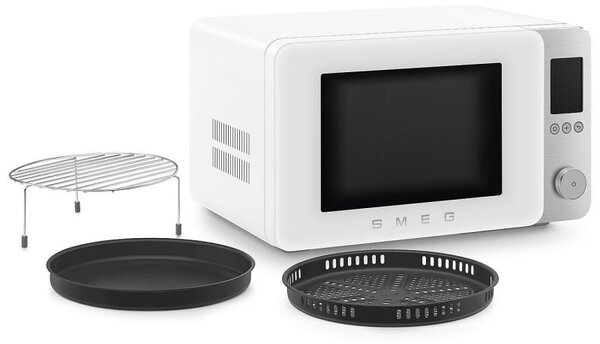 Комбинирана микровълнова фурна с горещ въздух SMEG Collezione MOC02WHMEU, 900W, 27 л, 25 програми, Плавно затваряне, Индивидуални настройки, Бял мат