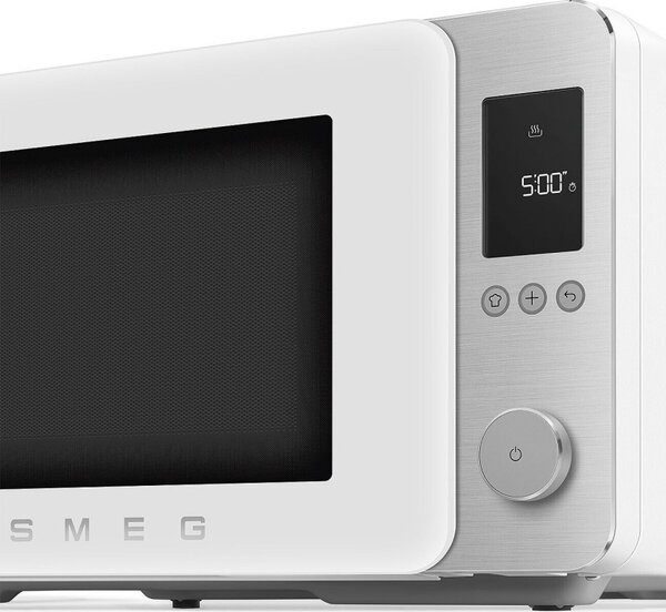 Комбинирана микровълнова фурна с горещ въздух SMEG Collezione MOC02WHMEU, 900W, 27 л, 25 програми, Плавно затваряне, Индивидуални настройки, Бял мат