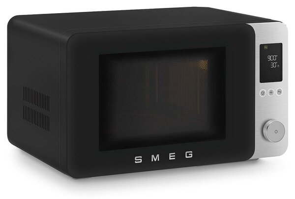 Комбинирана микровълнова фурна с горещ въздух SMEG Collezione MOC02BLMEU, 900W, 27 л, 25 програми, Плавно затваряне, Индивидуални настройки, Черен мат