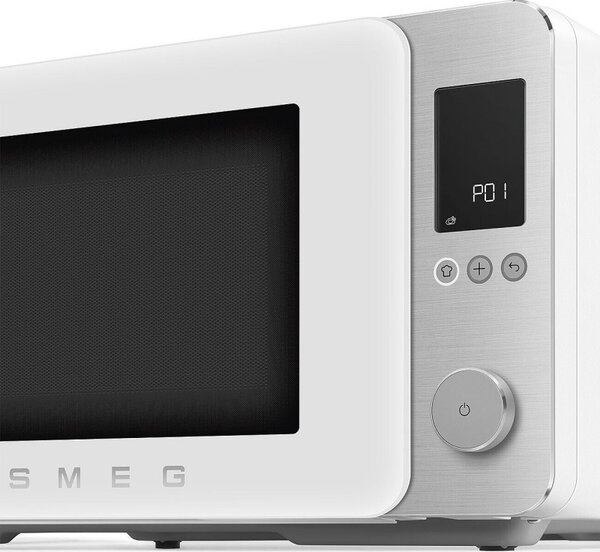 Комбинирана микровълнова фурна с горещ въздух SMEG Collezione MOC02WHMEU, 900W, 27 л, 25 програми, Плавно затваряне, Индивидуални настройки, Бял мат