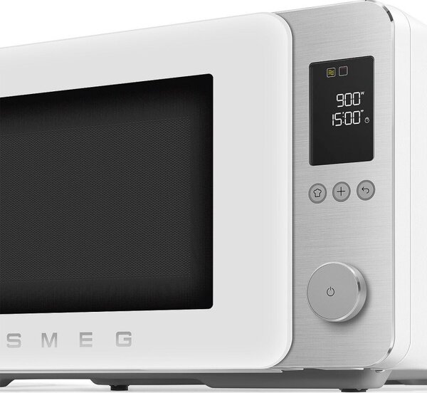Комбинирана микровълнова фурна с горещ въздух SMEG Collezione MOC02WHMEU, 900W, 27 л, 25 програми, Плавно затваряне, Индивидуални настройки, Бял мат