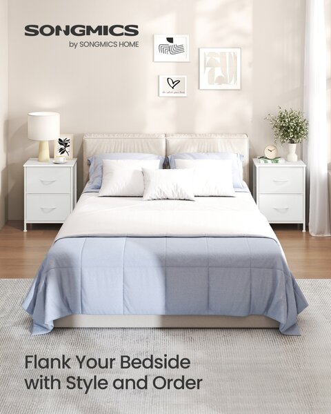 Нощно шкафче Songmics, Bellah, перлено бяло, 39,6x30x53,2 см