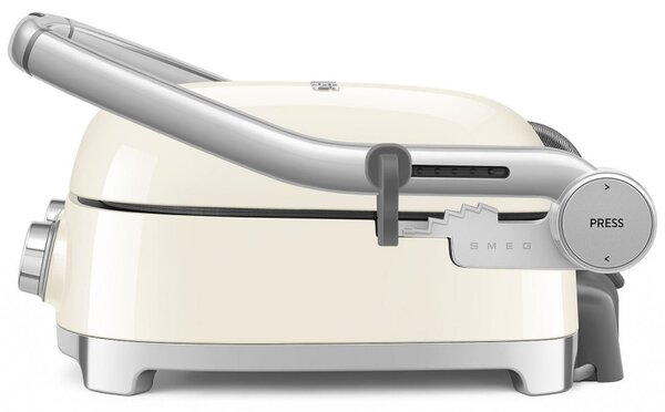 Многофункционален грил SMEG 50's Style MGF01CREU, 2100W, 60-230°C, 3 програми, Керамично покритие, Тава за отцеждане, Звуков сигнал, Таймер, Крем