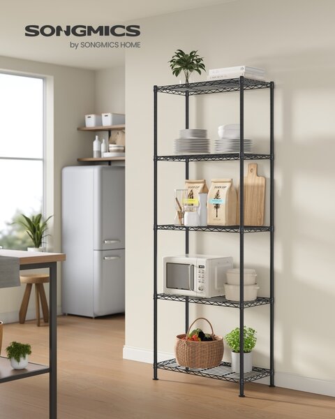 Рафт за съхранение Songmics, Dalten, черен, 60x30x161 см