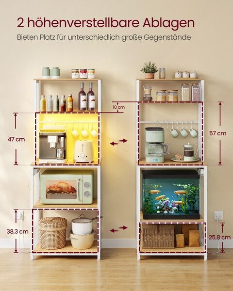 Рафт за съхранение Vasagle, Barnet, бял, 60x40x168 см