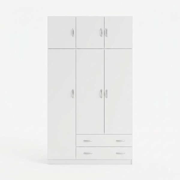 Шкаф с 3 врати Alvia, бял, 150x51x240 см