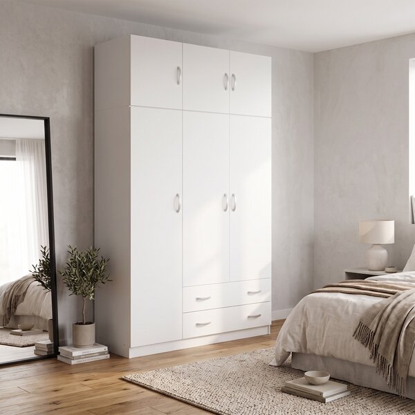 Шкаф с 3 врати Alvia, бял, 150x51x240 см
