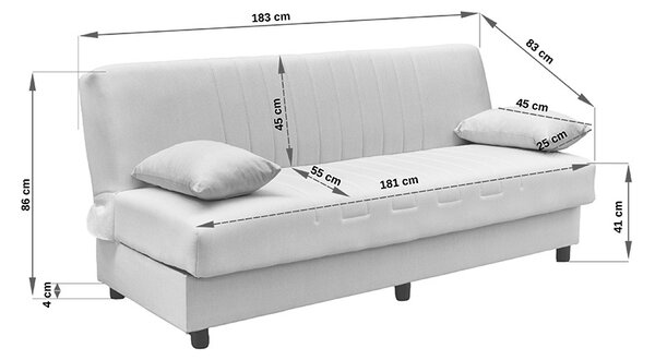 Разтегателен диван с място за съхранение „Ромина“, бежов, 180x75x85 см