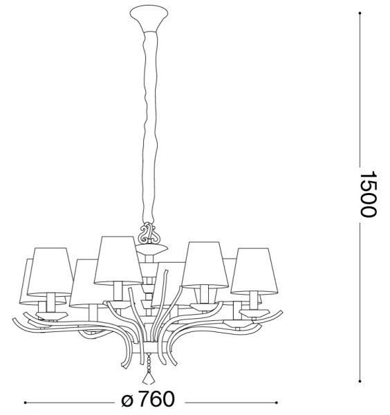 Ideal Lux - Пендел PEGASO 8xE14/28W/230V Ø 76 см лъскав хром