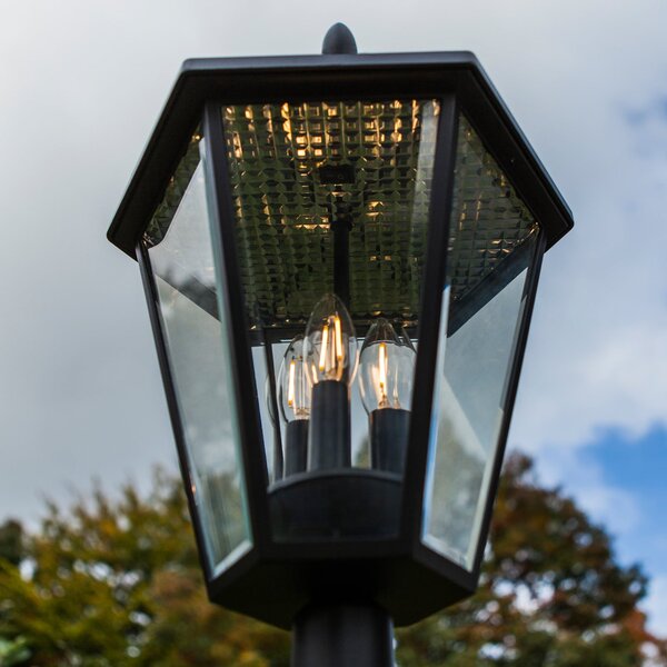 LUTEC LED слънчева външна лампа LONDON, черна, височина 227 см, IP44, Черен, Алуминий, Античен