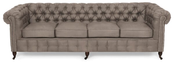 Диван Chesterfield във винтидж светлокафяво, четириместен 238х86х80 см