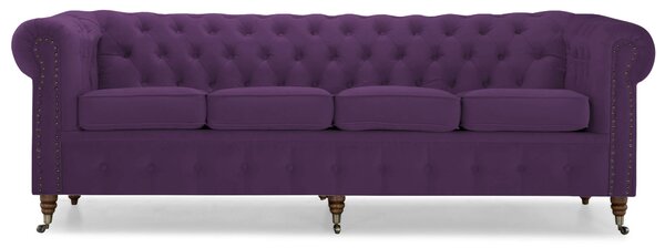 Диван Chesterfield в лилаво кадифе, четириместен 238х86х80 см