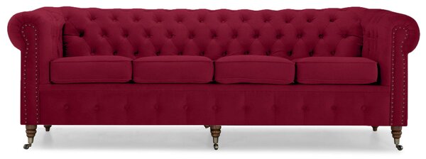 Диван Chesterfield в цвят бургунди, четириместен 238х86х80 см