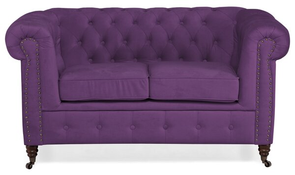 Диван Chesterfield в лилаво кадифе, двуместен 150х86х80 см