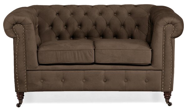 Диван Chesterfield в кафяво кадифе, двуместен 150х86х80 см