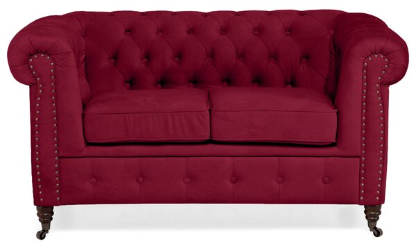 Диван Chesterfield в цвят бургунди, двуместен 150х86х80 см