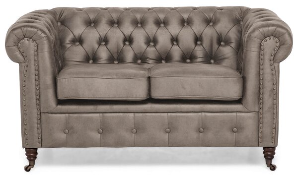 Диван Chesterfield във винтидж светлокафяво, двуместен 150х86х80 см