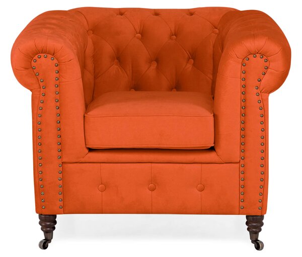 Фотьойл Chesterfield в оранжево кадифе, 94х86х80 см (Copy)
