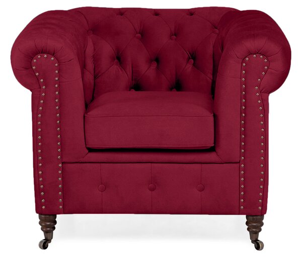Фотьойл Chesterfield в цвят бургунди, 94х86х80 см