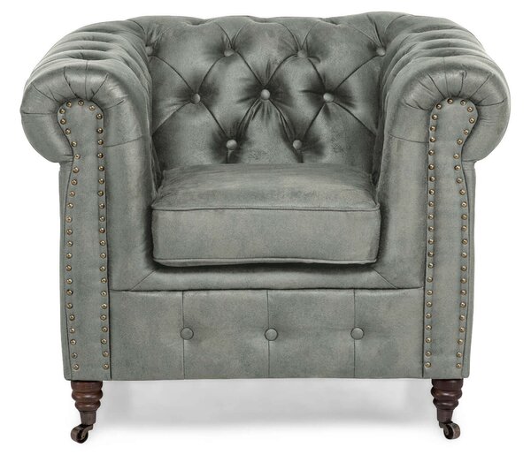 Фотьойл Chesterfield във винтидж зелено, 94х86х80 см