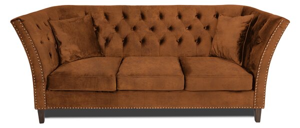 Триместен диван Chesterfield Queen в цвят винтидж коняк, 215/92/92 см