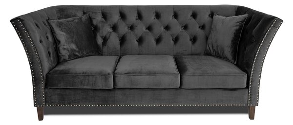 Триместен диван Chesterfield Queen в тъмносиво, 215/92/92 см