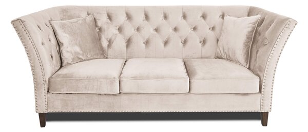 Триместен диван Chesterfield Queen в бежово, 215/92/92 см