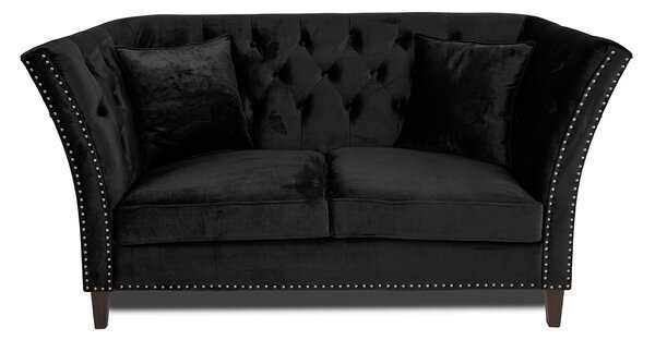 Двуместен диван Chesterfield Queen в черно, 175/92/92 см