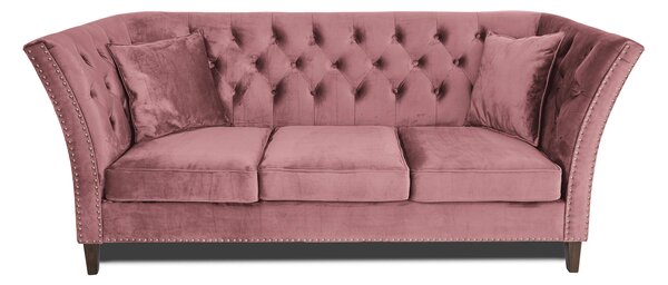 Триместен диван Chesterfield Queen в цвят рустик розово, 215/92/92 см